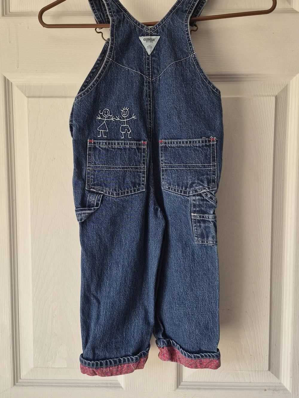 OshKosh B'gosh Girls' Blue Denim Overalls with Pink Accents